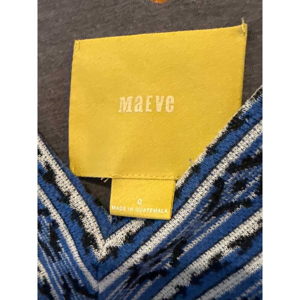 Maeve anthropologie dress size 0 blue tank cotton blend knit flare lazuli Aztec - Picture 4 of 13